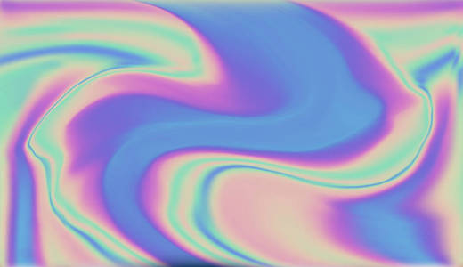 流体梯度背景设计。未来派液体抽象五颜六色的壁纸。蓝色粉红色绿色的全息纹理。全息彩色皱巴巴的箔。全息彩虹箔摘要