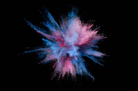 油漆深空美丽的气体星云. 五彩缤纷的尘埃彩色粉末爆炸白色背景.