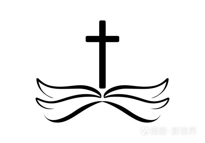 用十字架和圣经来标志.宗教团体.海报,徽标,徽章,标志的设计元素