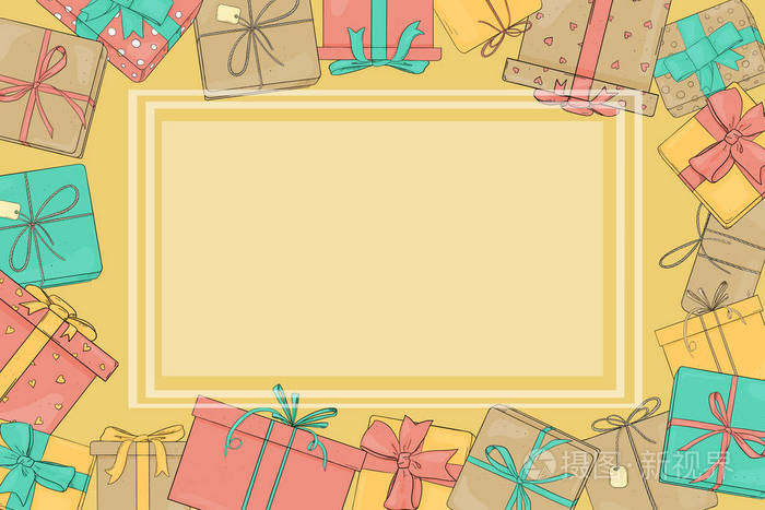 向量例证在剪影样式.箱子用丝带捆住.模板.模拟一下