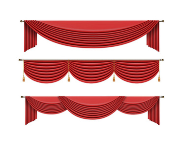 设置红色窗帘到剧院舞台。网格向量例证