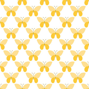 矢量无缝图案与黄色蝴蝶。 无缝图案。