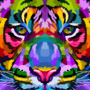 简笔画老虎彩色图片