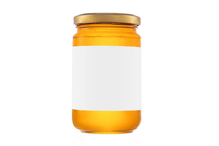 蜂蜜罐隔离在白色背景与裁剪路径。
