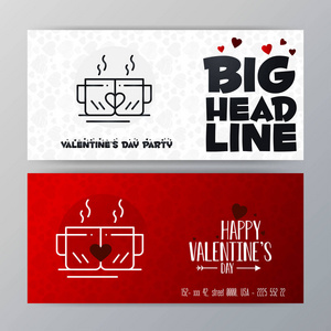 s Day Big Banner Template. Red Background