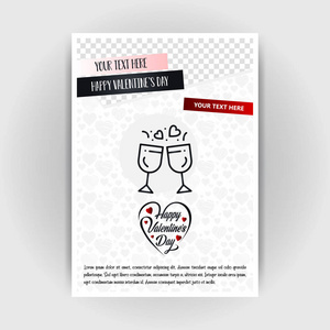 s Day Love Poster Template. Place for Images and text, vector il