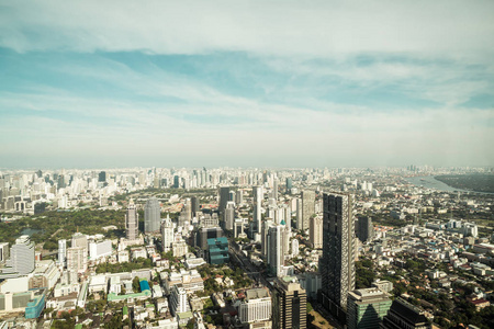 美丽的城市景观与建筑和建筑曼谷泰国天际线