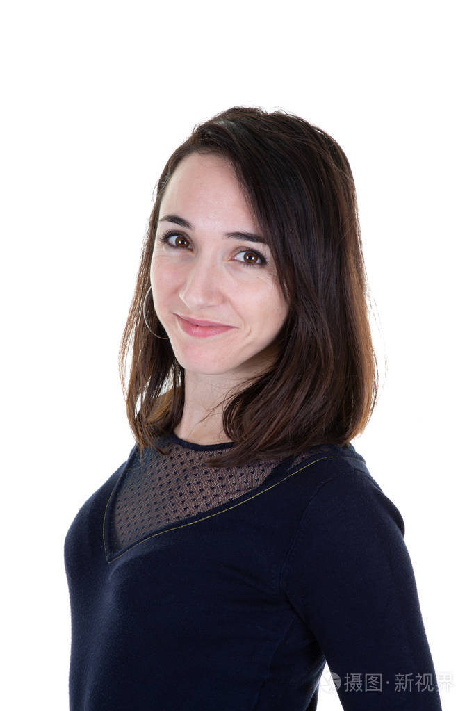 深色皮肤的,友好的,白人背景的年轻女子