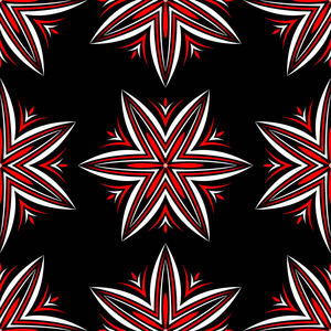 黑色红色和白色的花元素。 壁纸无缝背景