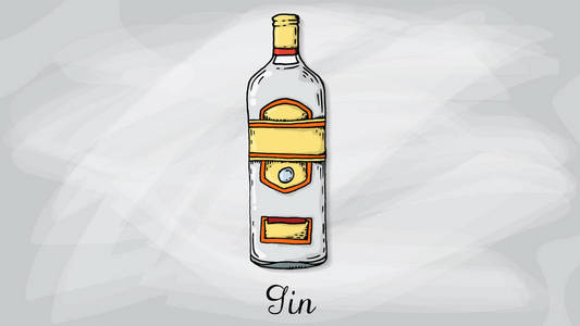 杜松子酒瓶子素描样式矢量插图图片