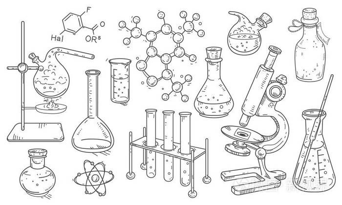 化学和医学实验设备的矢量集插画-正版商用图片175yue-摄图新视界