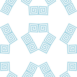 白色和蓝色的几何装饰。 网织和壁纸的无缝图案