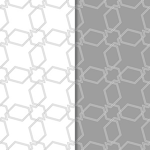 灰色和白色几何装饰。 一套无缝的网织和壁纸图案