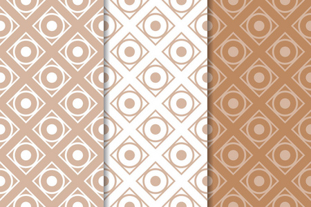 棕色和白色的几何无缝图案，用于网络纺织品和壁纸