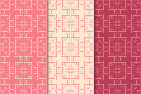 樱桃红色几何组垂直无缝图案的网络纺织品和壁纸