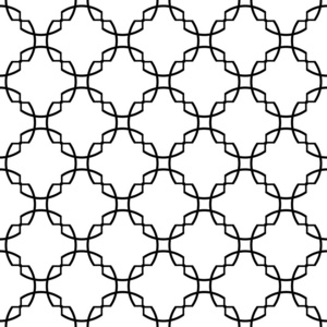 几何装饰。 黑色白色无缝图案的网络纺织和壁纸