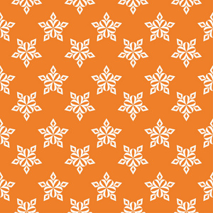 橙色和白色的花饰。 纺织品和壁纸的无缝图案