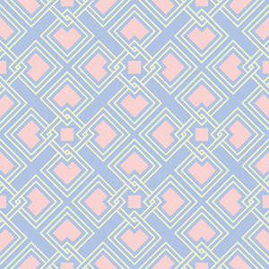 几何无缝图案。 浅蓝色背景，米色和粉红色元素的壁纸，纺织品和织物