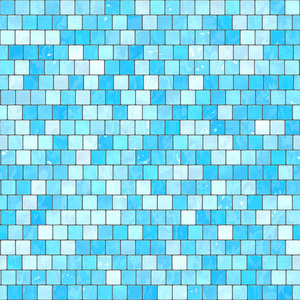陶瓷蓝色马赛克背景在游泳池或厨房的无缝纹理