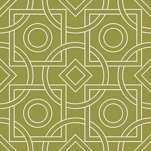 橄榄绿和白色几何装饰。 网织和壁纸的无缝图案