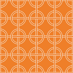 橙色几何装饰。 网织和壁纸的无缝图案