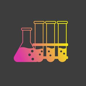 黑色背景下平面矢量化学图标