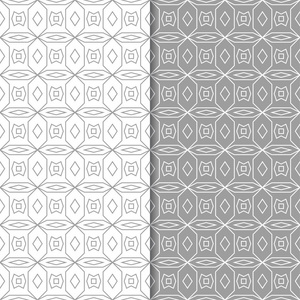 灰色和白色几何装饰。 一套无缝的网织和壁纸图案
