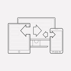 响应设计图标线元素。 矢量插图的响应设计图标线隔离在干净的背景，为您的网页移动应用程序标志设计。