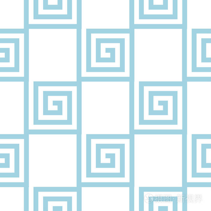 白色和蓝色的几何装饰。 网织和壁纸的无缝图案