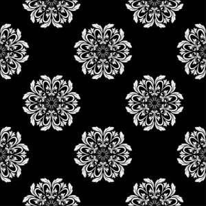 黑白花装饰。 纺织品和壁纸的无缝图案