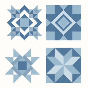 蓝色圣诞瓷砖几何设计矢量