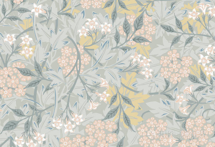 威廉莫里斯18341896的茉莉花.来自met博物馆的原件.数字增强的原始像