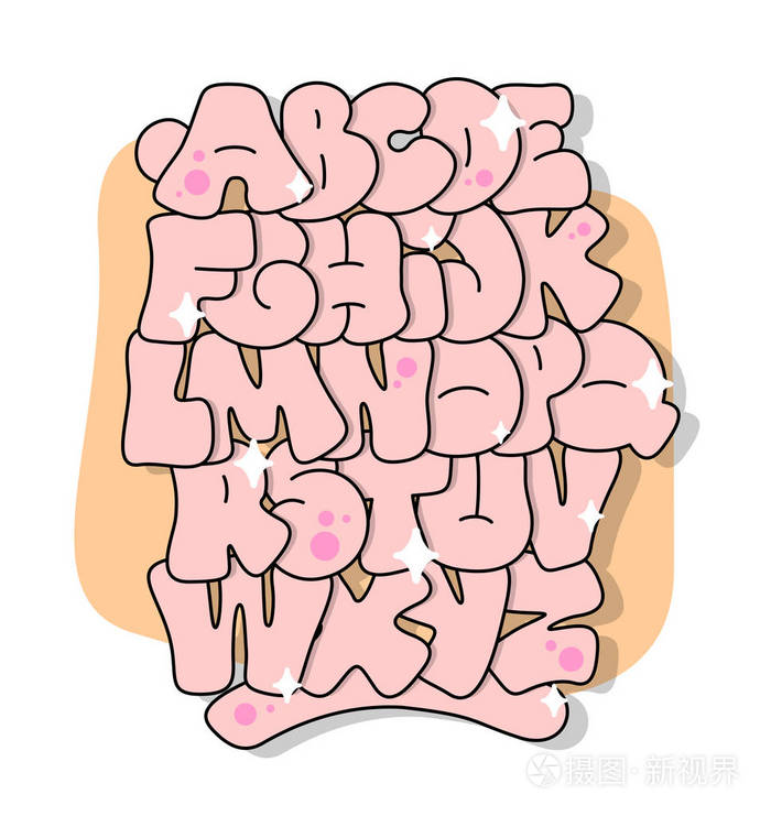 涂鸦漫画字母.矢量字体