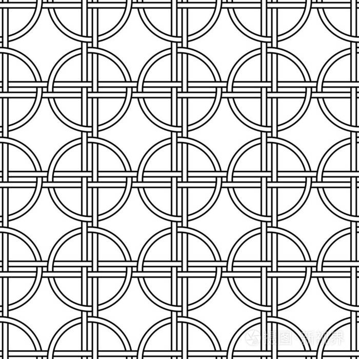 白色背景上的黑色几何装饰 网 纺织和壁纸无缝图案插画 正版商用图片176bpd 摄图新视界