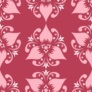 花卉无缝图案。壁纸纺织品和织物的红色背景