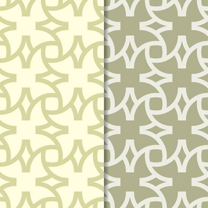 橄榄绿色几何纹饰..一套无缝的网页纺织品和壁纸图案