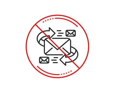 没有或停止标志。 邮件行图标。 用字母符号交流。 电子邮件聊天标志。