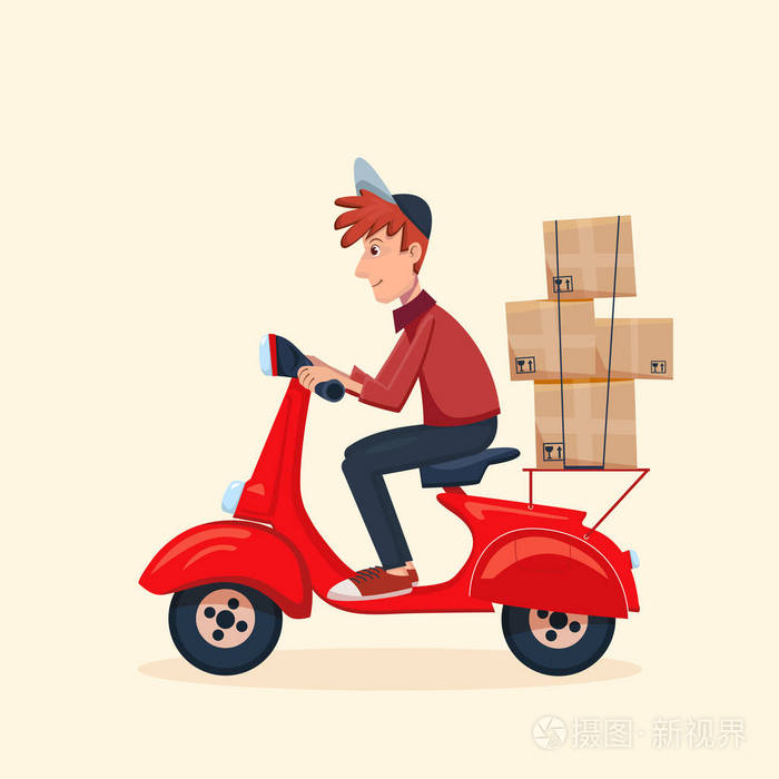 矢量卡通男性人物插图. 交付概念.