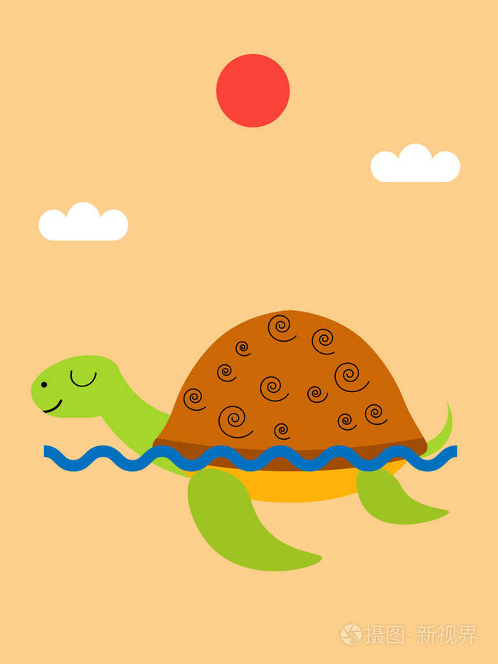 海龟在海里游泳