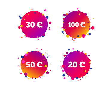 欧元图标里的钱。1002030和50欧元符号。