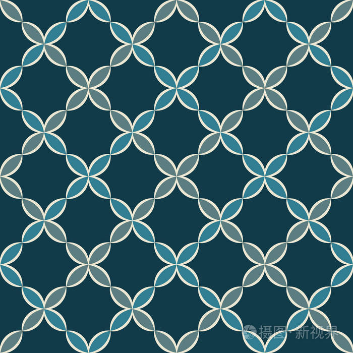 基于阿拉伯装饰的抽象花卉元素的无缝几何图案.