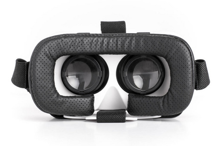 白色背景上的现代虚拟现实眼镜。 虚拟现实小工具概念。