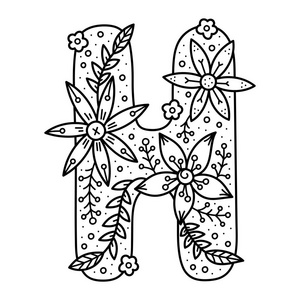 黑白涂鸦字母. 成人和儿童着色书.照片