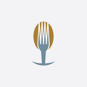叉子和勺子餐厅菜单标志图标矢量