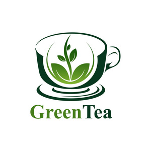 绿茶杯标志概念设计。 图形模板矢量