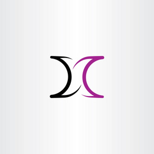 紫色黑色图标x标志矢量字母符号