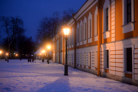 在彼得和保罗堡垒的指挥官在圣彼得堡冬季晚上俄罗斯。