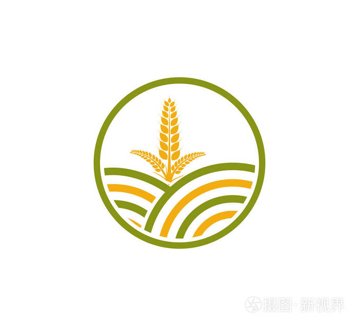 农业有机植物稻田矢量图标设计模板