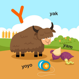 插图孤立的字母表字母yyakyoyam.向量照片