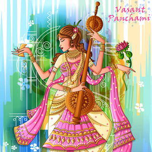 印度女神 saraswati 关于 vasant panchami pooja 节日背景